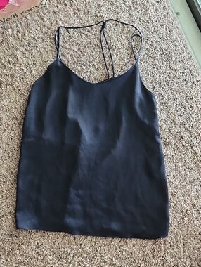 Olivaceous Black Satin Strappy V-Neck Cami